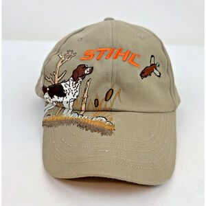 Stihl Pheasant Hunting Beige Khaki Dog Duck Adjustable Hat Cap Embroidered